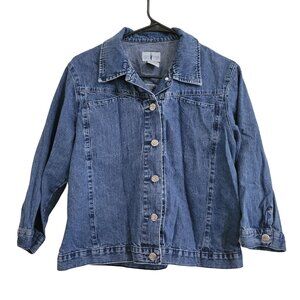 French Dressing Jean Jacket Girls Size 12 Medium Wash Denim Button Front Coat